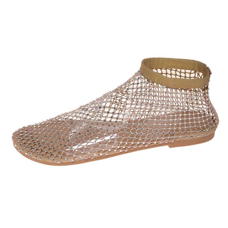 Sandales en filet pour femmes avec des applications scintillantes et une zone de cheville élastique R&B