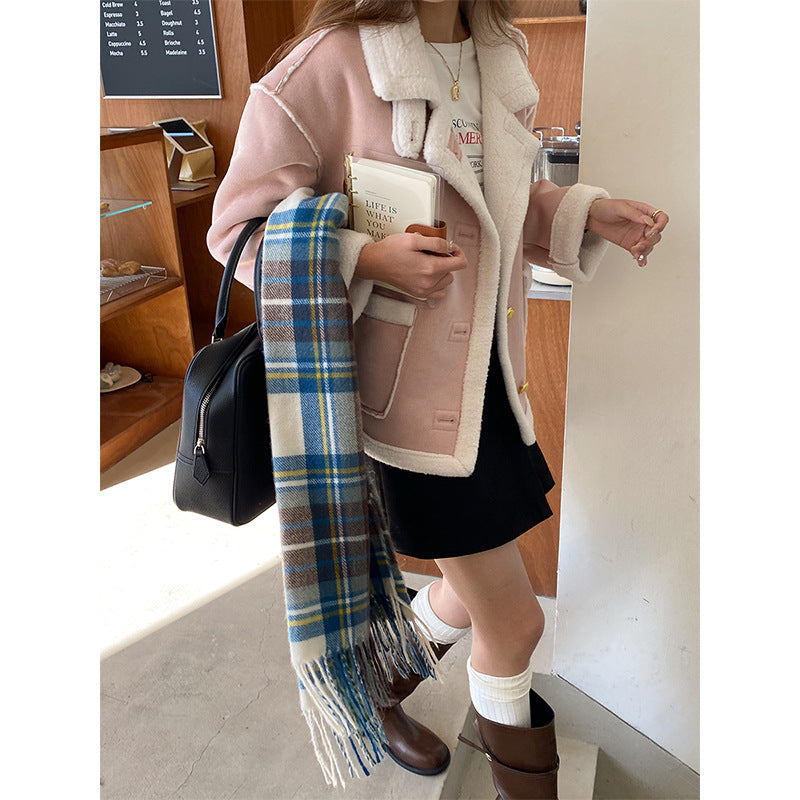 Veste Teddy Oversize pour Femme avec Coutures Design et Col