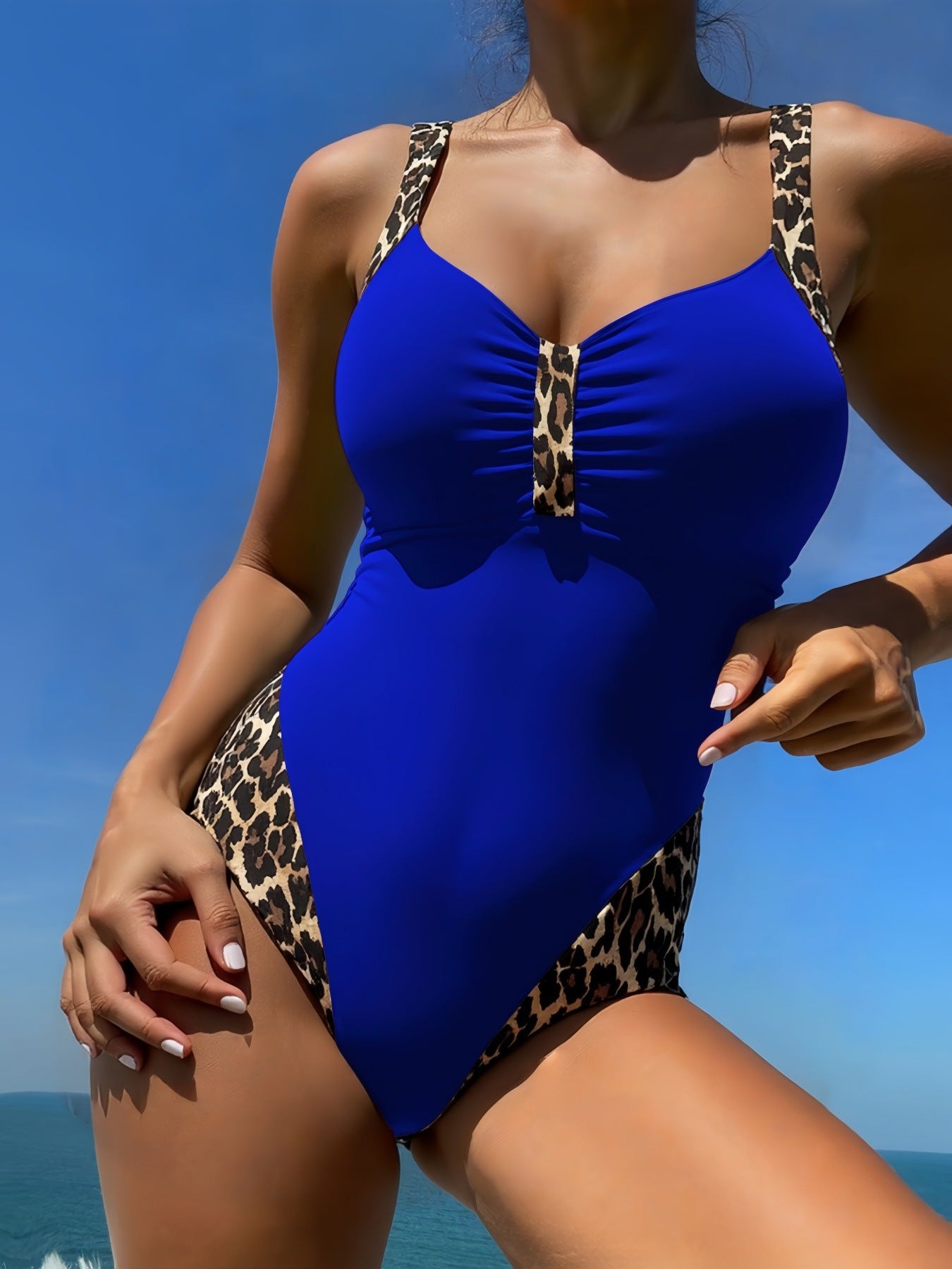 Maillot de bain une pièce pour femmes avec motif léopard à la mode R&B