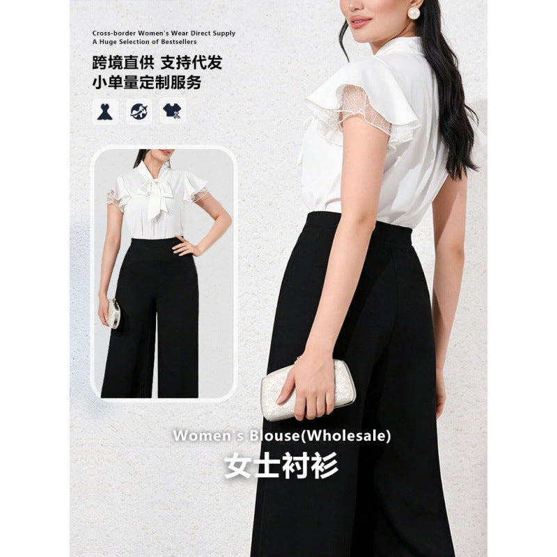 Blouse femme avec manches à volants et nœud féminin Heidi-Mode