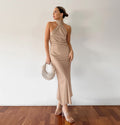 Robe Longue À Col Montant Drapé Pour Femmes | Idéale Pour Mariages Et Événements