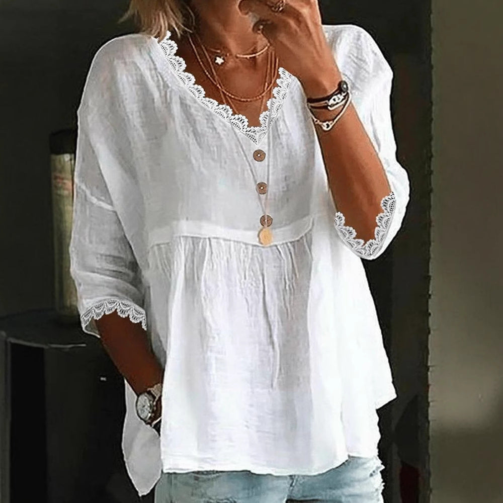 Blouse légère pour femmes avec accents en dentelle R&B