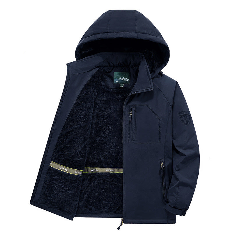 Veste thermique pour hommes, coupe-vent, avec doublure en fausse fourrure douce, capuche et poches zippées multifonctionnelles Echo Archiv
