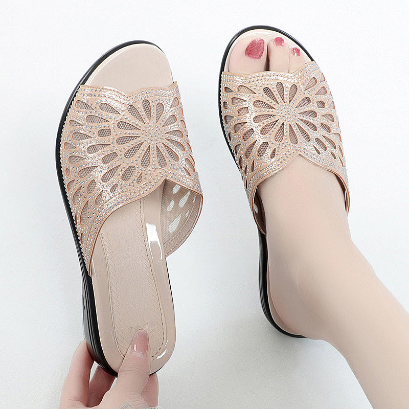 Sandales confortables pour femmes avec un élégant motif floral et semelle antidérapante Heidi-Mode