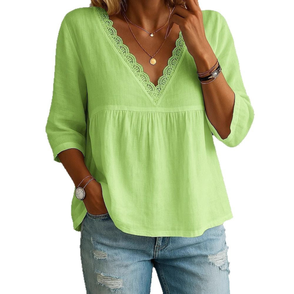Blouse légère pour femmes avec accents en dentelle R&B
