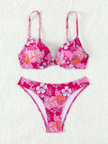 Bikini triangle rembourré pour femmes avec design floral et bretelles réglables R&B