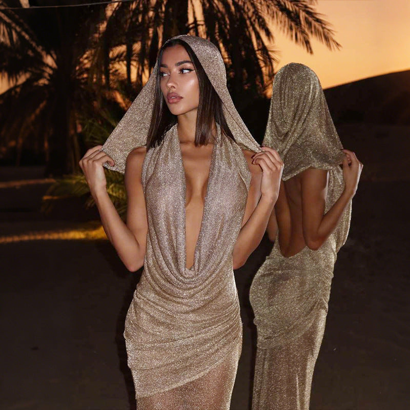 Robe Maxi Élégante pour Femmes avec Décolleté Profond et Tissu Transparent Heidi-Mode