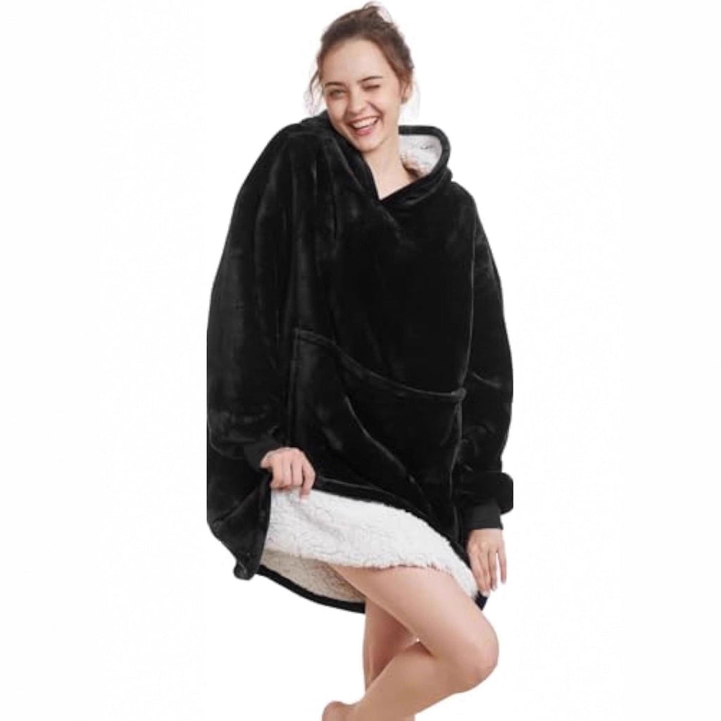 Couverture à capuche oversize en microfibre avec doublure en Sherpa
