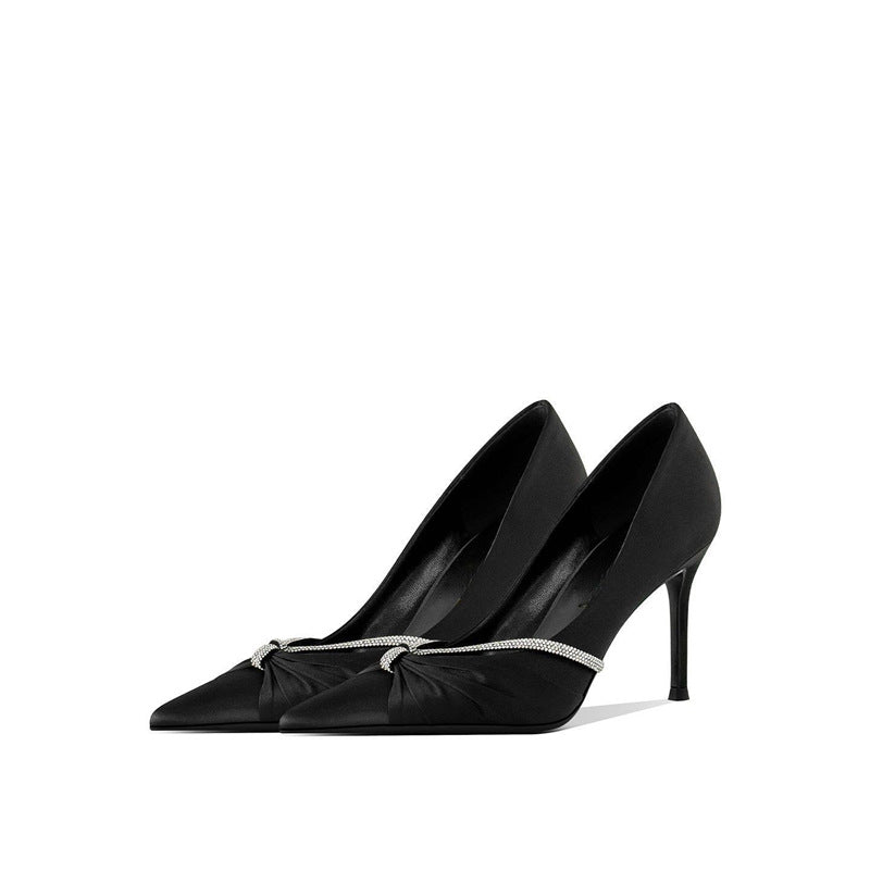 Pompes à talons hauts pointues élégantes pour femmes avec une sangle scintillante R&B