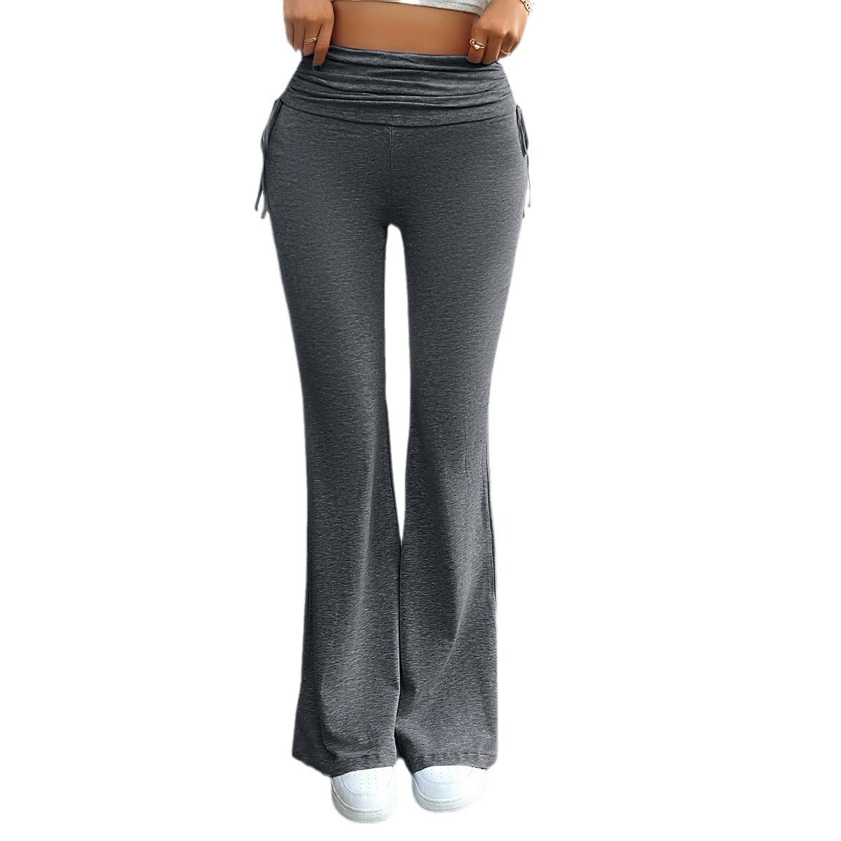 Pantalon Palazzo-Lounge pour femmes en jersey doux avec ceinture repliée, cordons latéraux et jambe évasée Echo Archiv