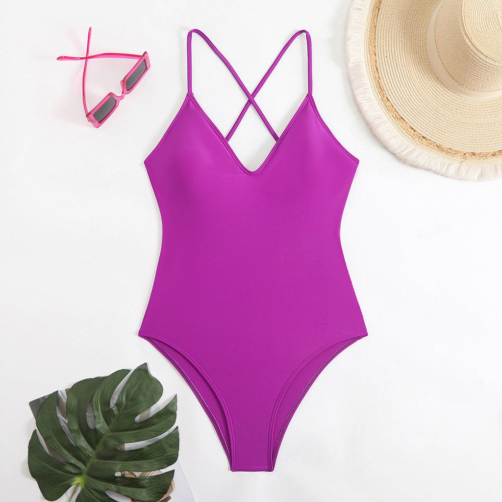 Maillot de bain une pièce sportif pour femmes avec bretelles croisées R&B