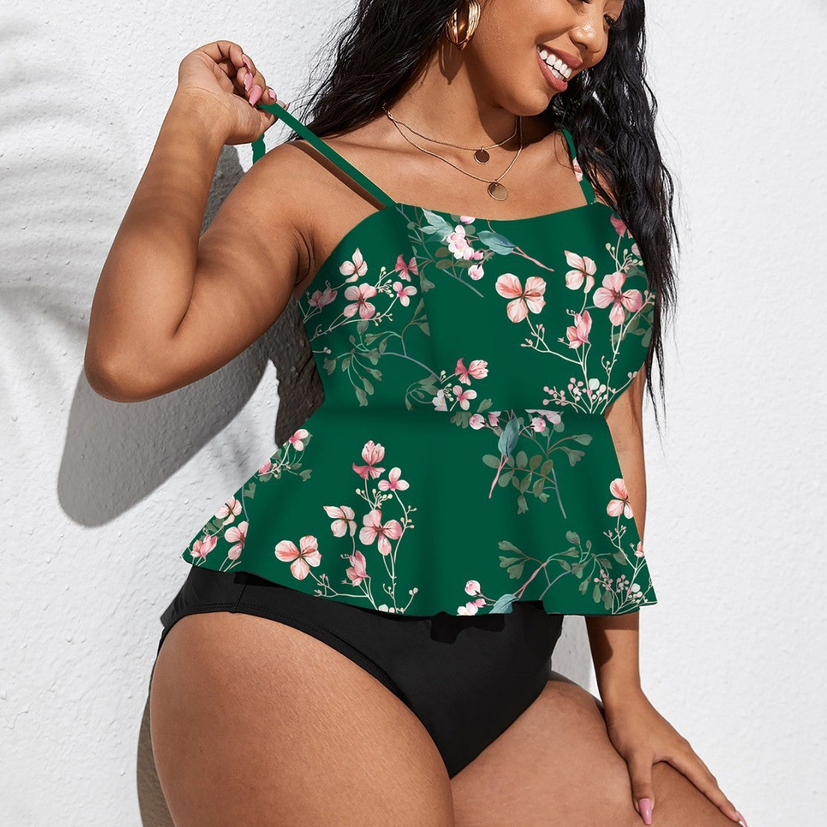 Tankini femme avec jupe flottante et design floral R&B