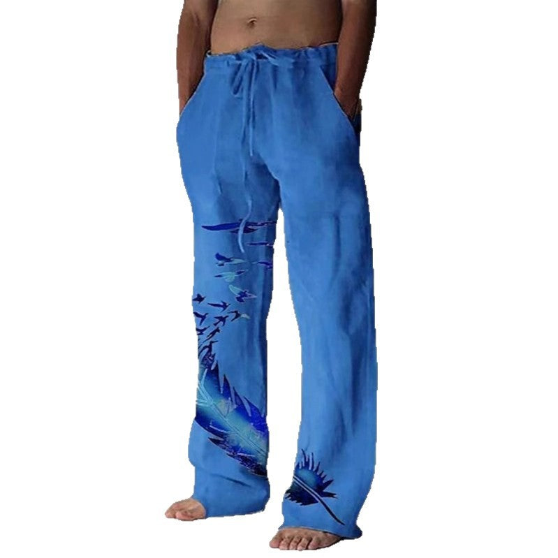 Pantalon d'été confortable pour femmes avec un design unique de plumes Echoarchiv