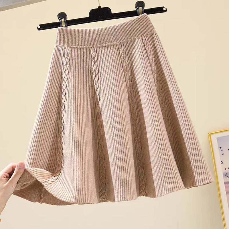 Jupe en tricot longueur mollet pour femme avec motif en torsade