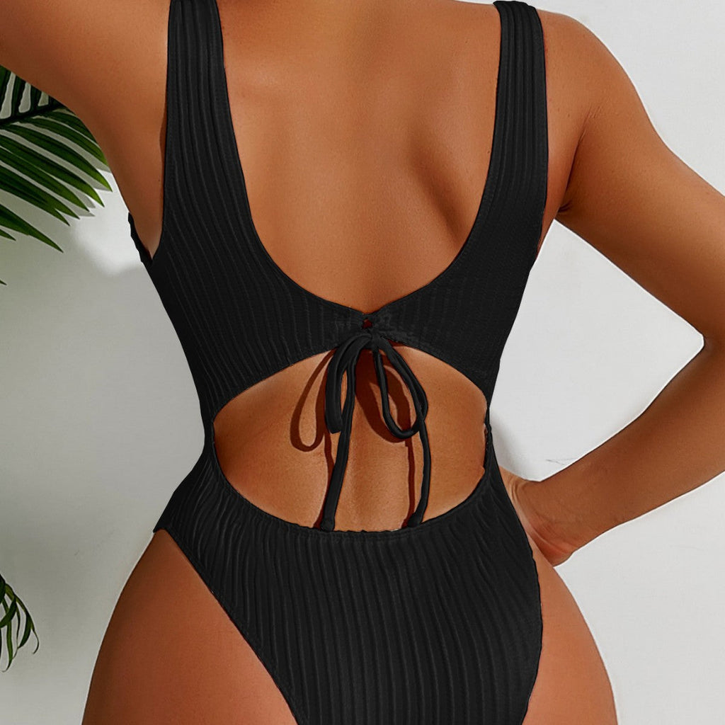 Maillot de bain femme à taille haute avec design côtelé structuré R&B