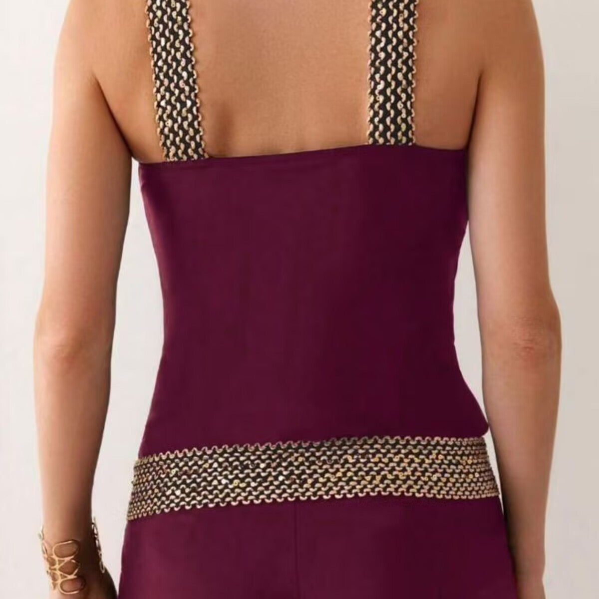 Maillot de bain sportif pour femmes avec bretelles en chaîne tendance R&B