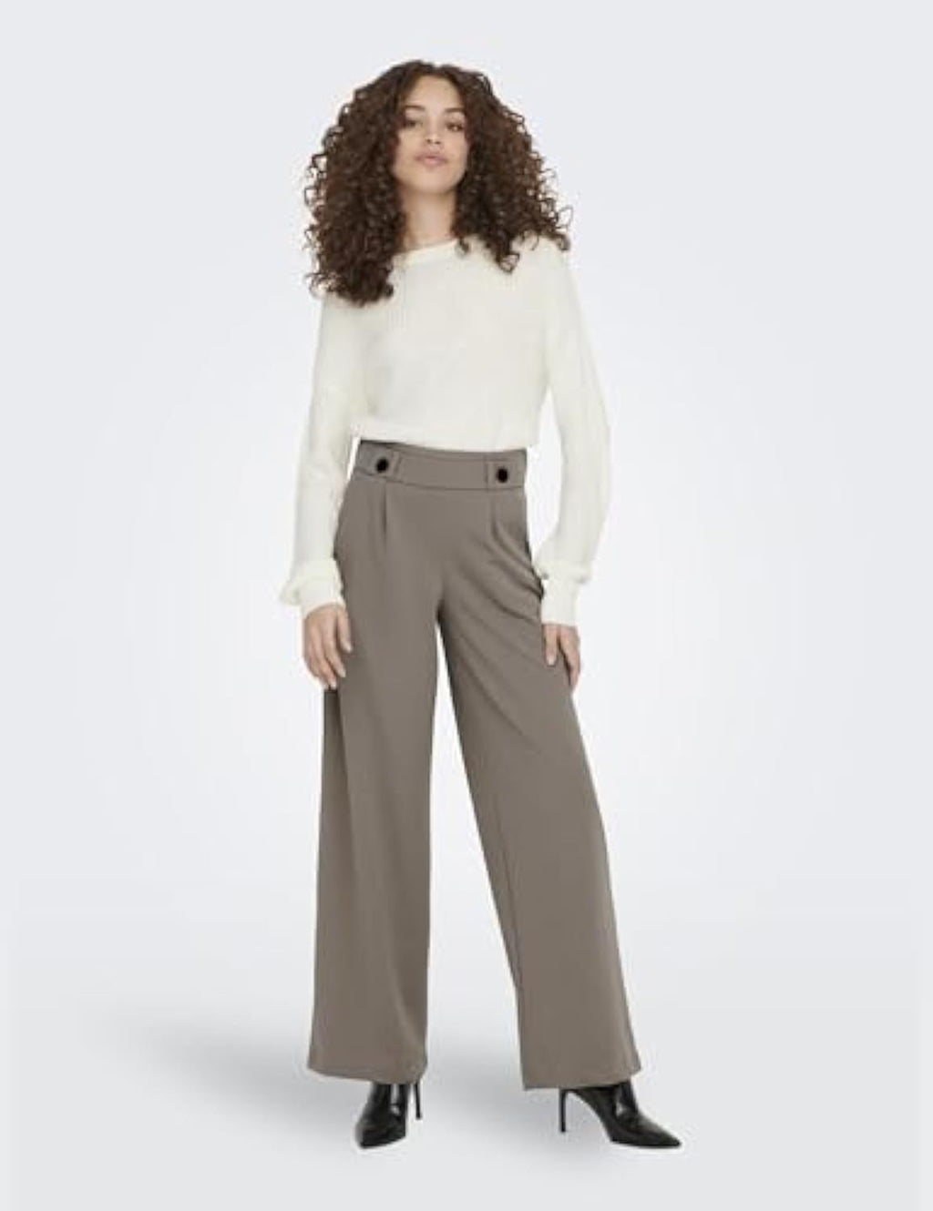 Pantalon Culotte Taille Haute pour Femmes avec Ceinture Décorative et Jambe Large