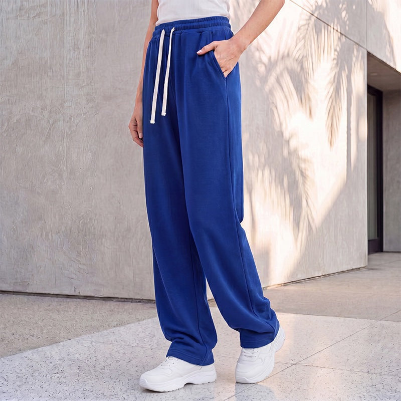 Pantalon palazzo lounge pour femmes avec taille confortable, cordon de serrage, poches latérales et couture décorative Echo Archiv
