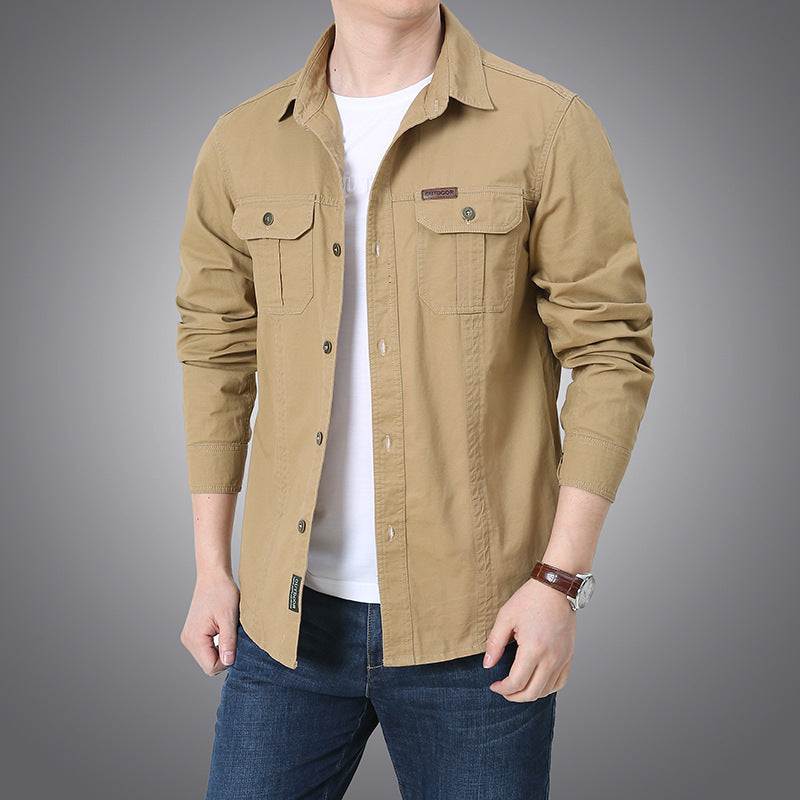 Chemise de travail urbaine pour hommes en twill de coton lavé avec poches poitrine doubles et coutures contrastées Echo Archiv