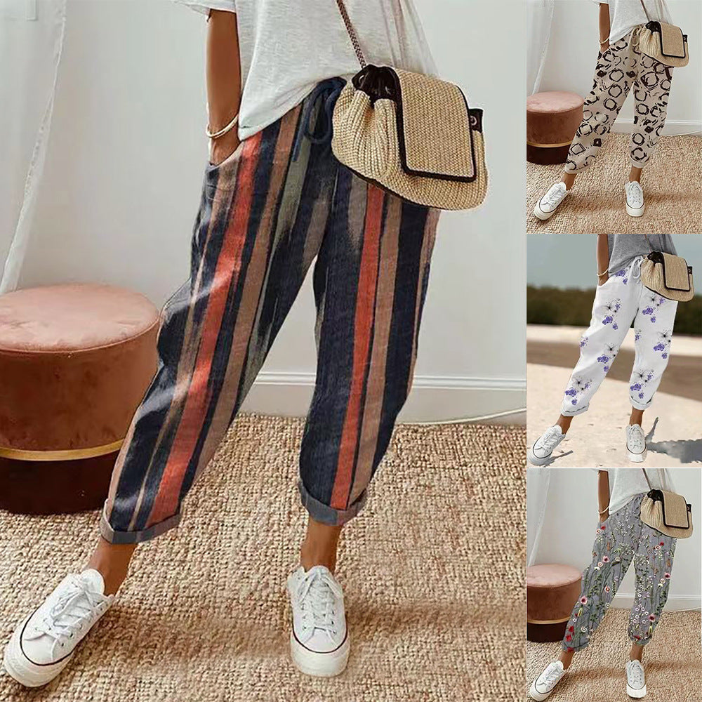 Pantalons Harem en Damenschalotte avec broderie florale Echoarchiv