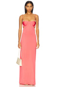 Robe maxi pour dames avec bonnets bustier, découpes latérales et délicates bretelles spaghetti R&B
