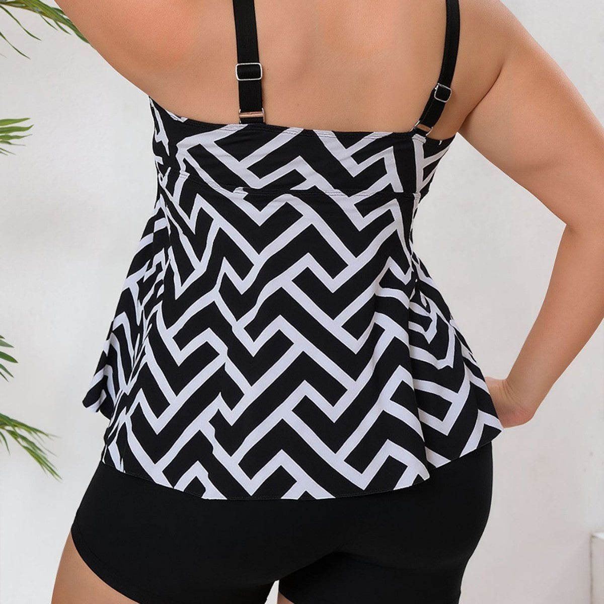 Ensemble de Tankini pour femmes avec motif géométrique à la mode R&B