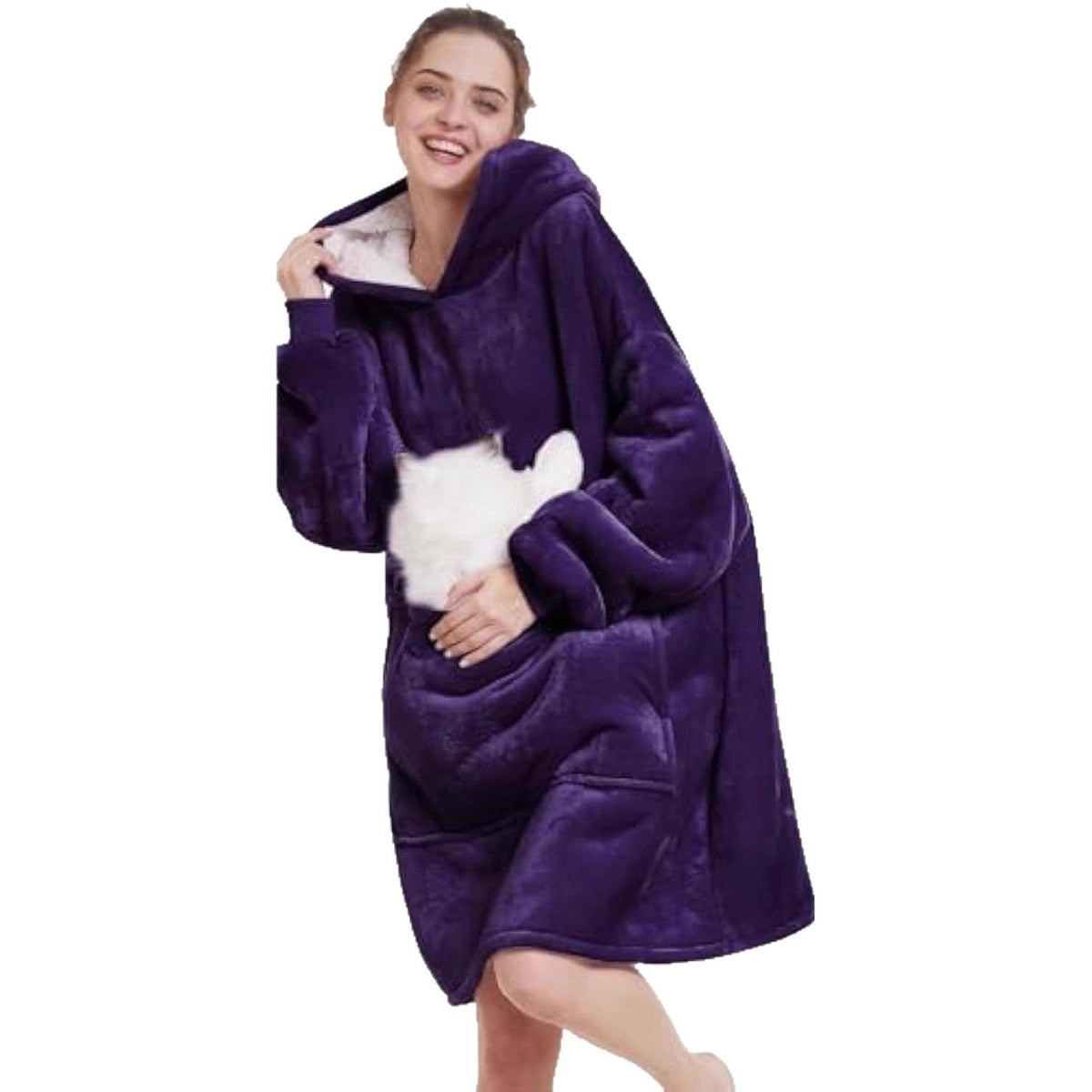Couverture à capuche oversize en microfibre avec doublure en Sherpa