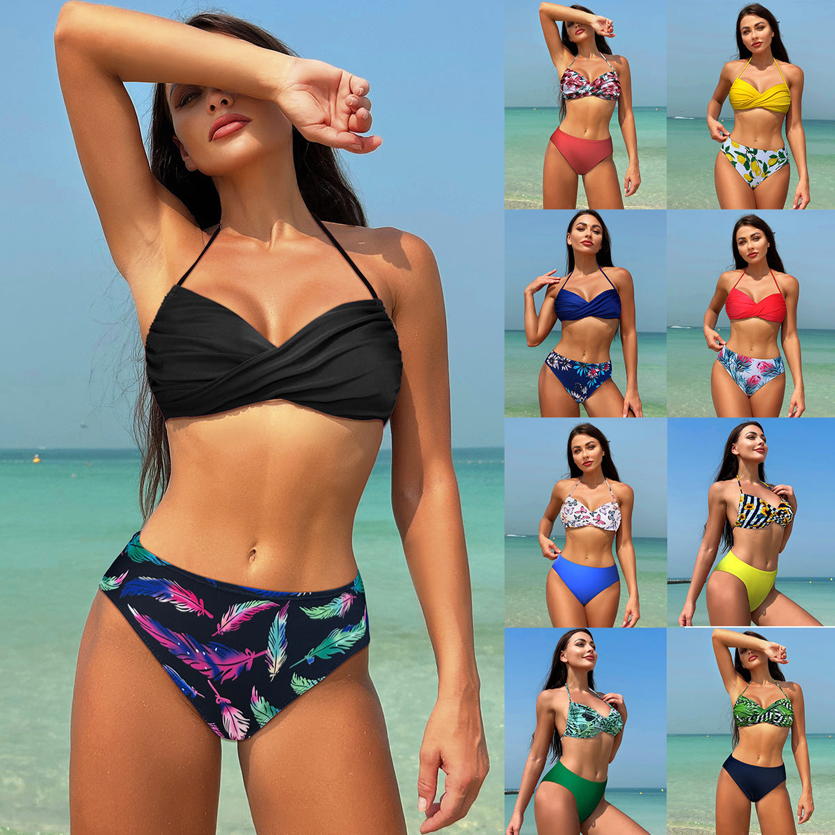 Ensemble de maillot de bain deux pièces pour femmes avec haut moulant et taille haute Echo Archiv