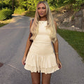 Robe Mini Femme Ludique avec Volants Volumineux et Coupe Élégante R&B