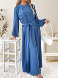 Robe maxi femme en look kimono avec ceinture à nouer et manches longues