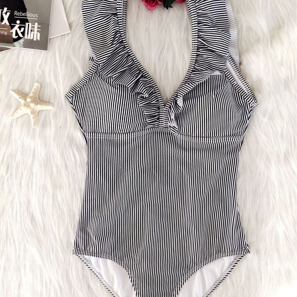 Maillot de bain en éponge pour femmes avec détails en volants R&B