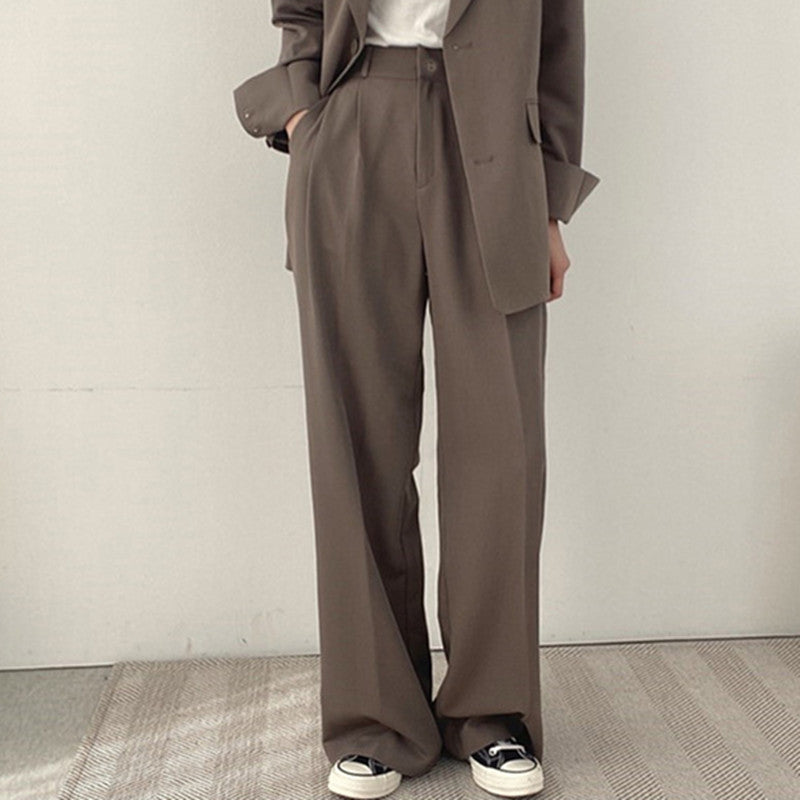 Pantalon en tissu élégant et taille haute pour femmes