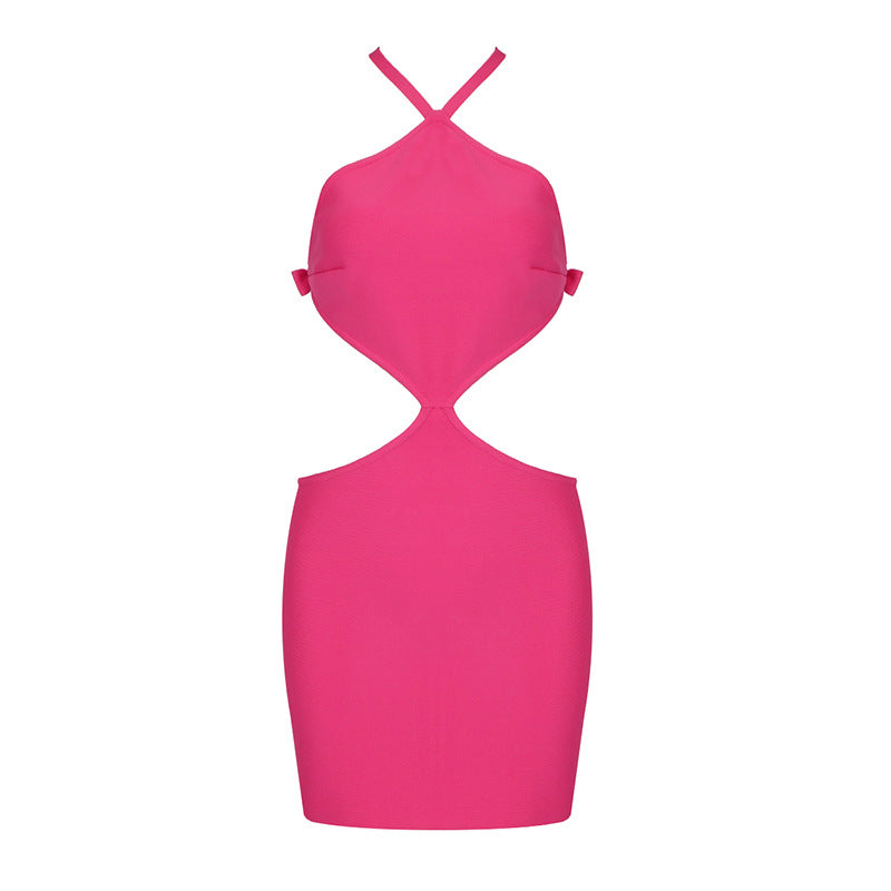 Robe Femme Ajustée avec Découpes et Design à Col Halter Heidi-Mode