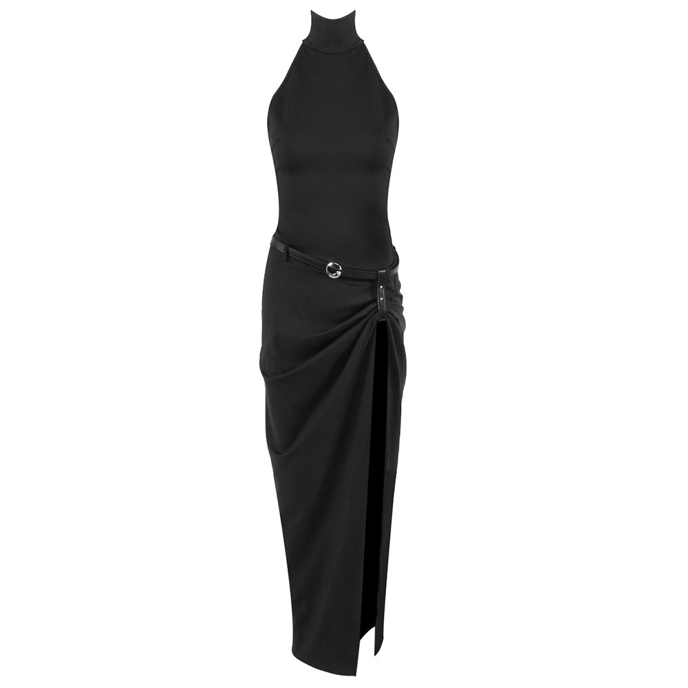 Robe portefeuille élégante pour femmes avec col haut et ourlet asymétrique Heidi-Mode