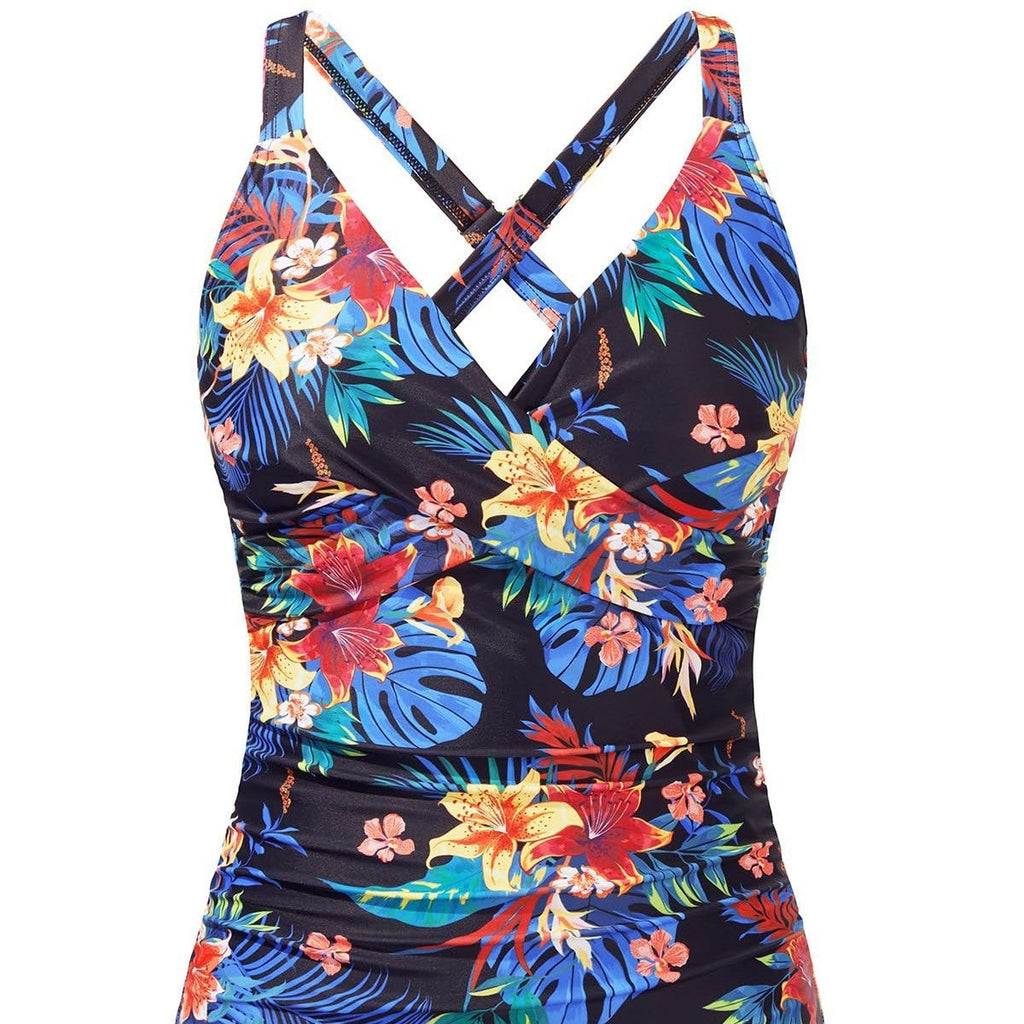 Haut de Tankini Sportif pour Femmes avec Découpe Florale R&B