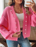 Cardigan en grosse maille pour femmes avec boutons en perles et manches ballon Echo Archiv