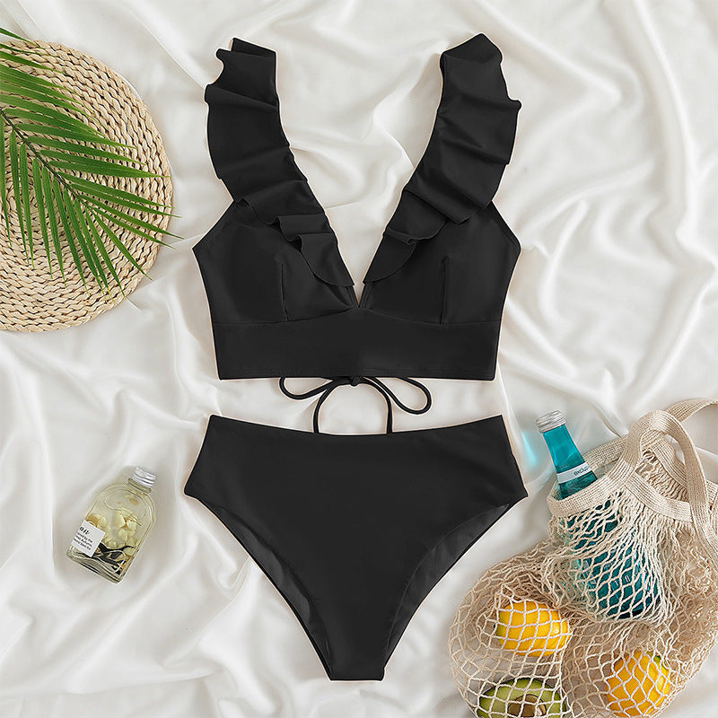 Haut de femme avec volants et maillot de bain taille haute R&B