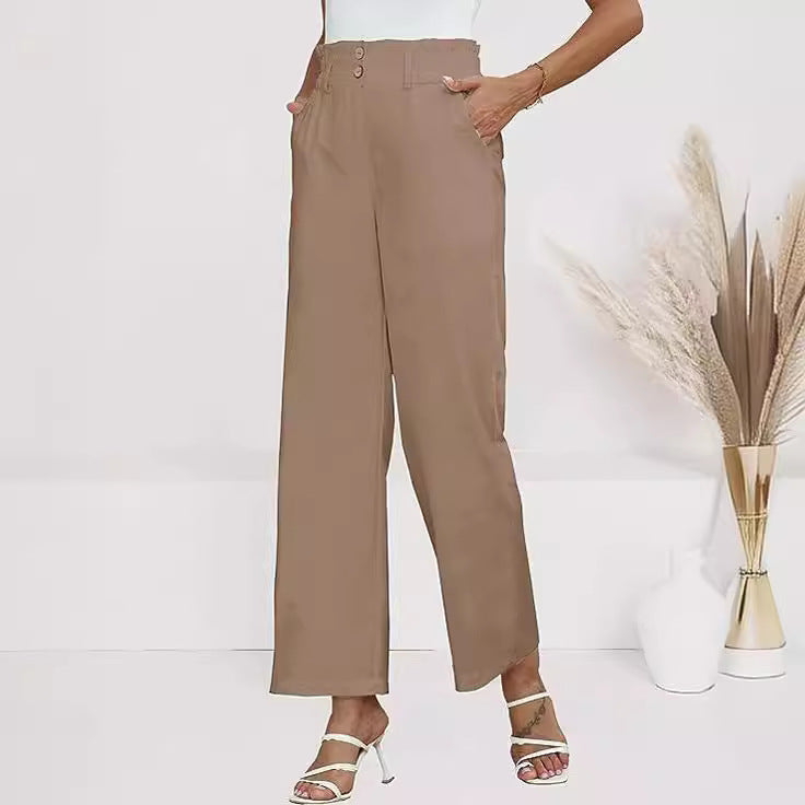Pantalon Palazzo à taille haute pour femmes avec taille Paperbag
