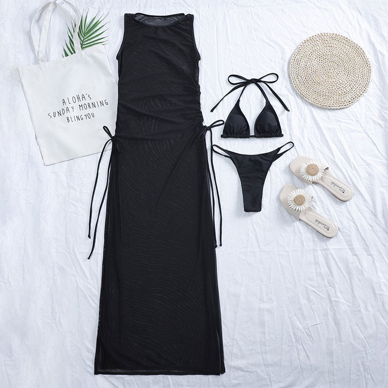 Robe de plage à manches longues pour femmes avec lacets ajustables R&B
