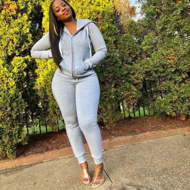 Ensemble de robe sweat à capuche cintrée pour femmes avec fermeture éclair et jogging slim Echo Archive