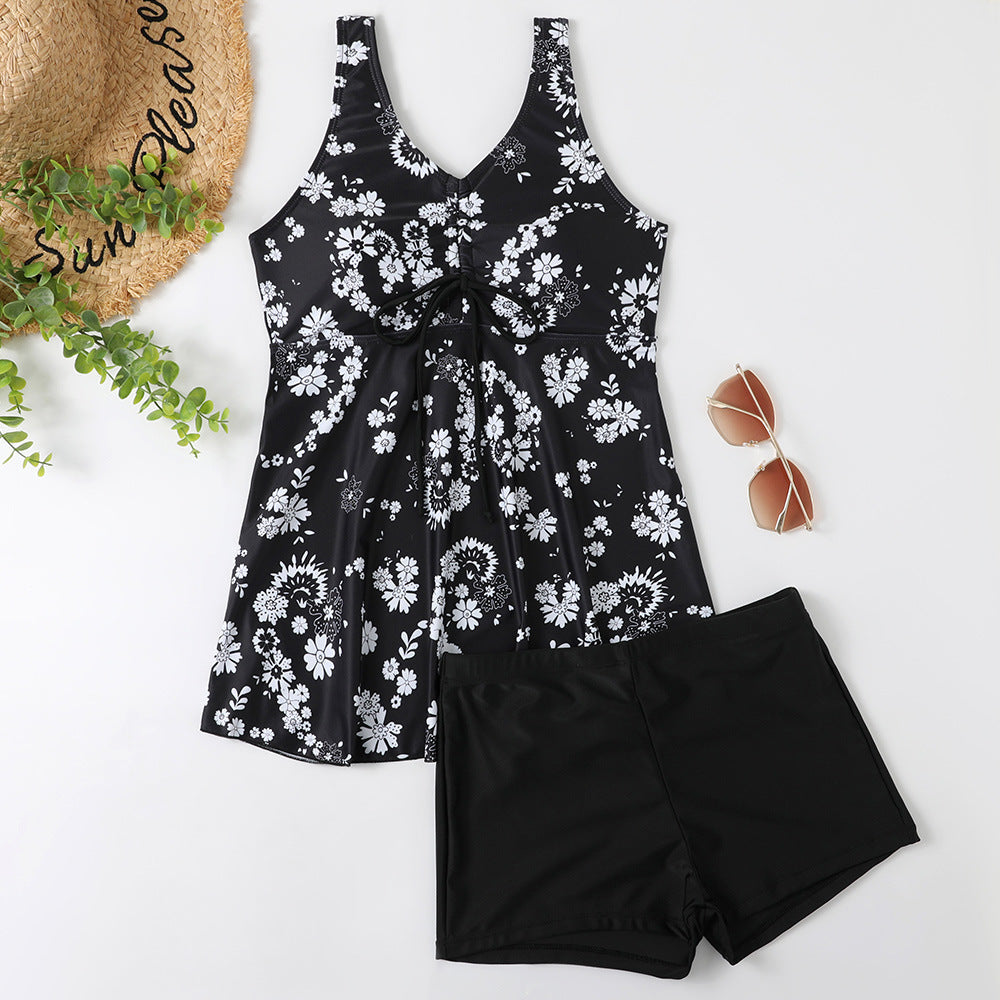 Ensemble de Tankini pour Femmes avec Imprimé Floral à la Mode et Volants R&B