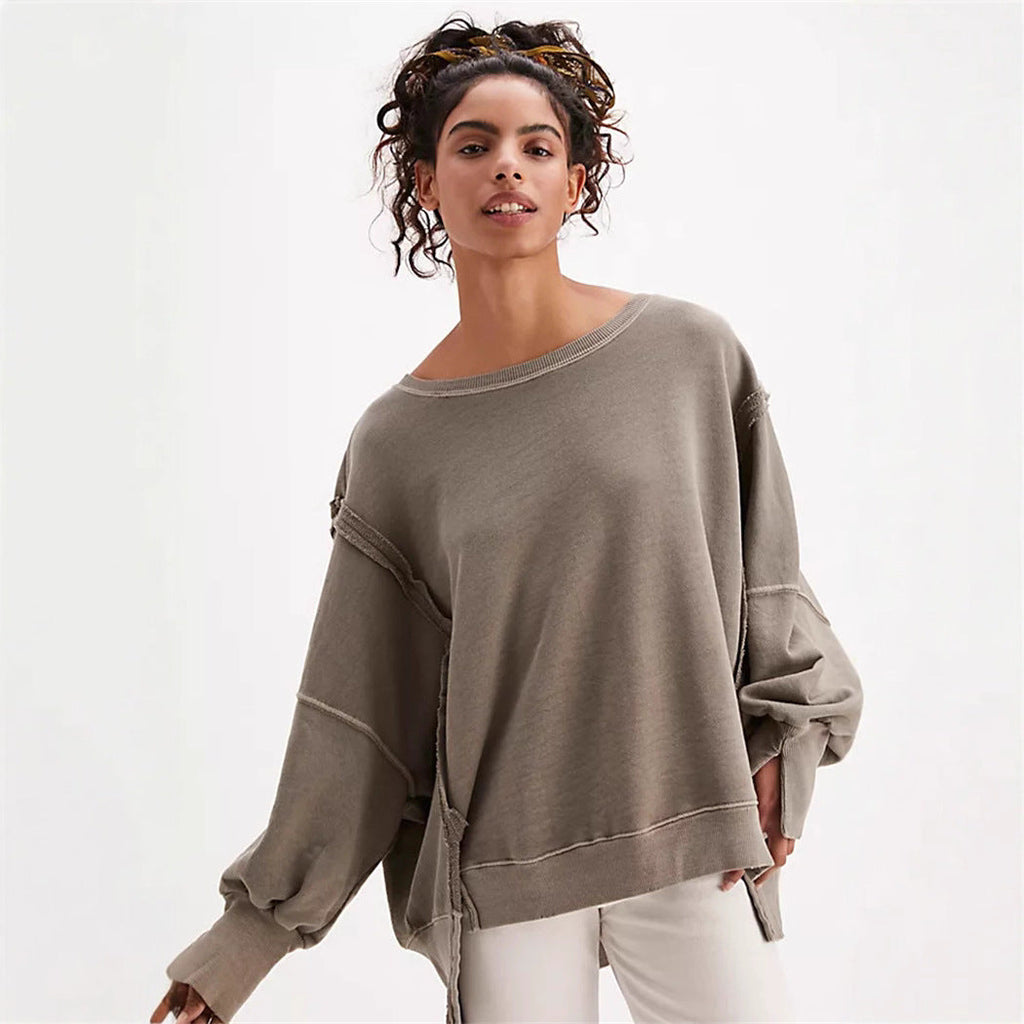 Sweatshirt oversized pour femmes avec manches ballon, coutures ouvertes et fentes latérales Echo Archiv
