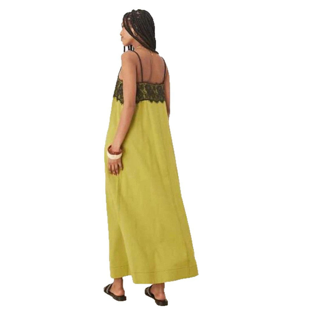 Robe maxi inspirée de la lingerie de nuit pour femmes avec bustier en dentelle et fines bretelles spaghetti R&B