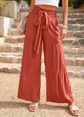 Pantalon Palazzo Léger pour Femmes avec Design à Volants et Taille Paperbag