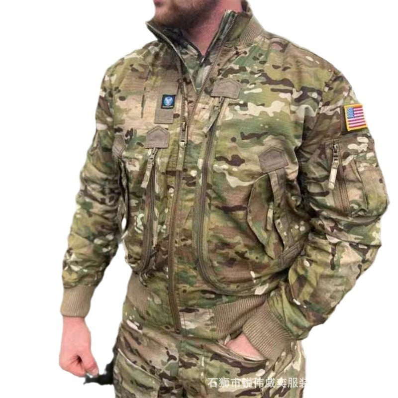 Veste pilote pour hommes style utilitaire avec poches multiples, poche pour bras et ourlet côtelé Echo Archiv