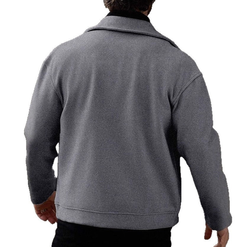 Veste de moto oversize pour hommes en mélange de laine avec fermeture éclair asymétrique et détails à boutons-pression