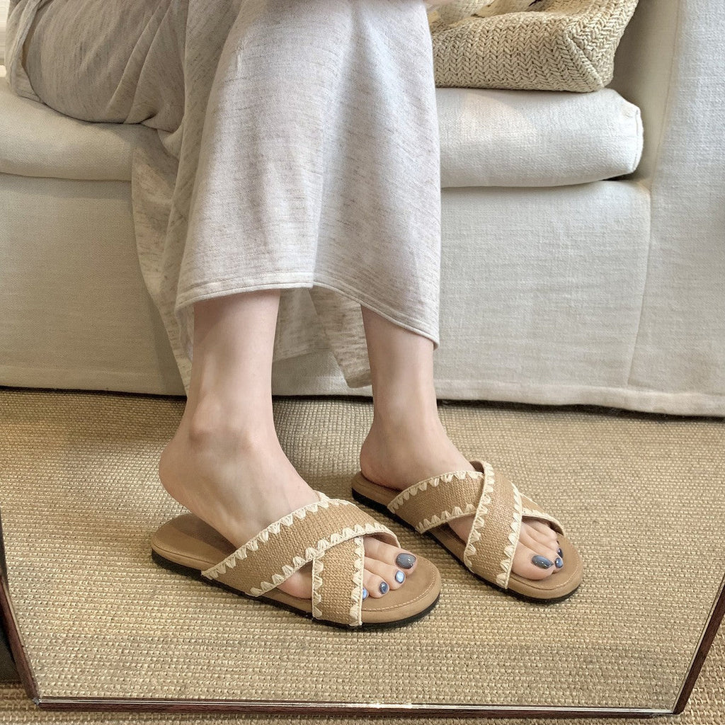 Sandales à brides séparatrices pour femmes, confortables et élégantes, avec une technique de pliage raffinée R&B