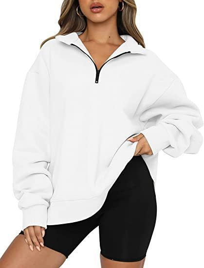 Sweatshirt oversized pour femmes avec demi-zip, doublure en polaire douce et poche kangourou Echo Archiv