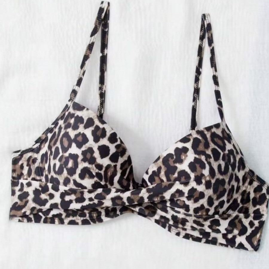 Ensemble de bikini taille haute pour femmes avec haut rembourré et motif animal R&B