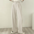Pantalon en tissu élégant et taille haute pour femmes